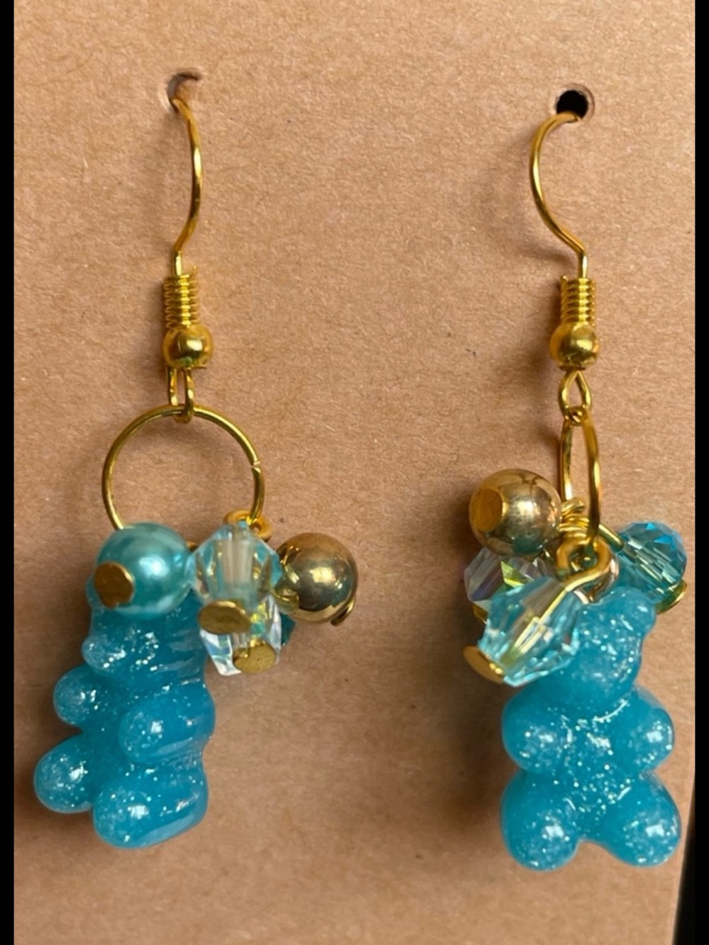 Blue Gummy Bear Dangle Earrings